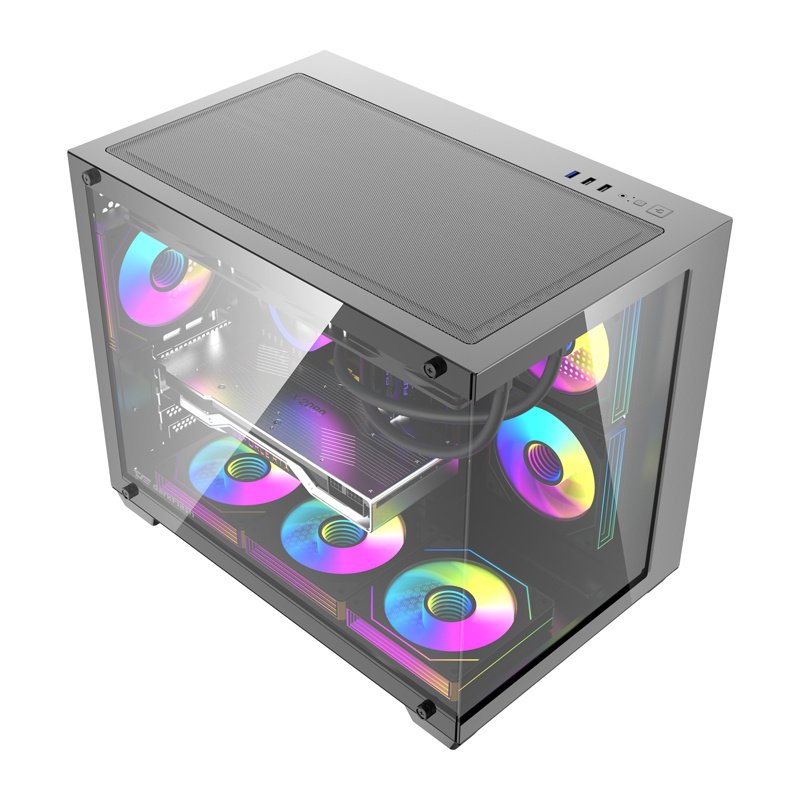 DarkFlash B275 PRO kompiuterio korpusas – juodas + 6 ventiliatoriai - Image 2