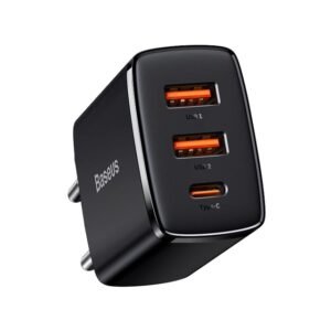 Greitasis įkroviklis Baseus Compact, 2xUSB, USB-C, PD, 3A, 30W (juodas)