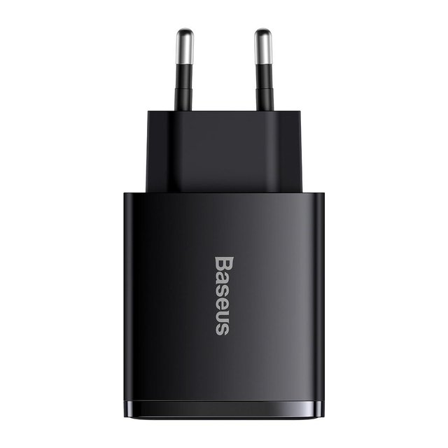 Greitasis įkroviklis Baseus Compact, 2xUSB, USB-C, PD, 3A, 30W (juodas) - Image 5