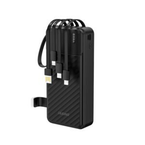 Dudao K11 Pro 20000 mAh išorinė baterija su integruotais kabeliais – juoda