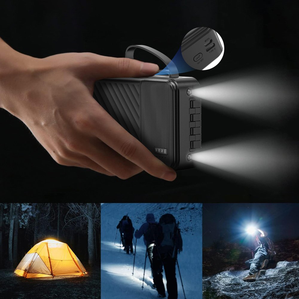 Dudao K11 Pro 20000 mAh išorinė baterija su integruotais kabeliais – juoda