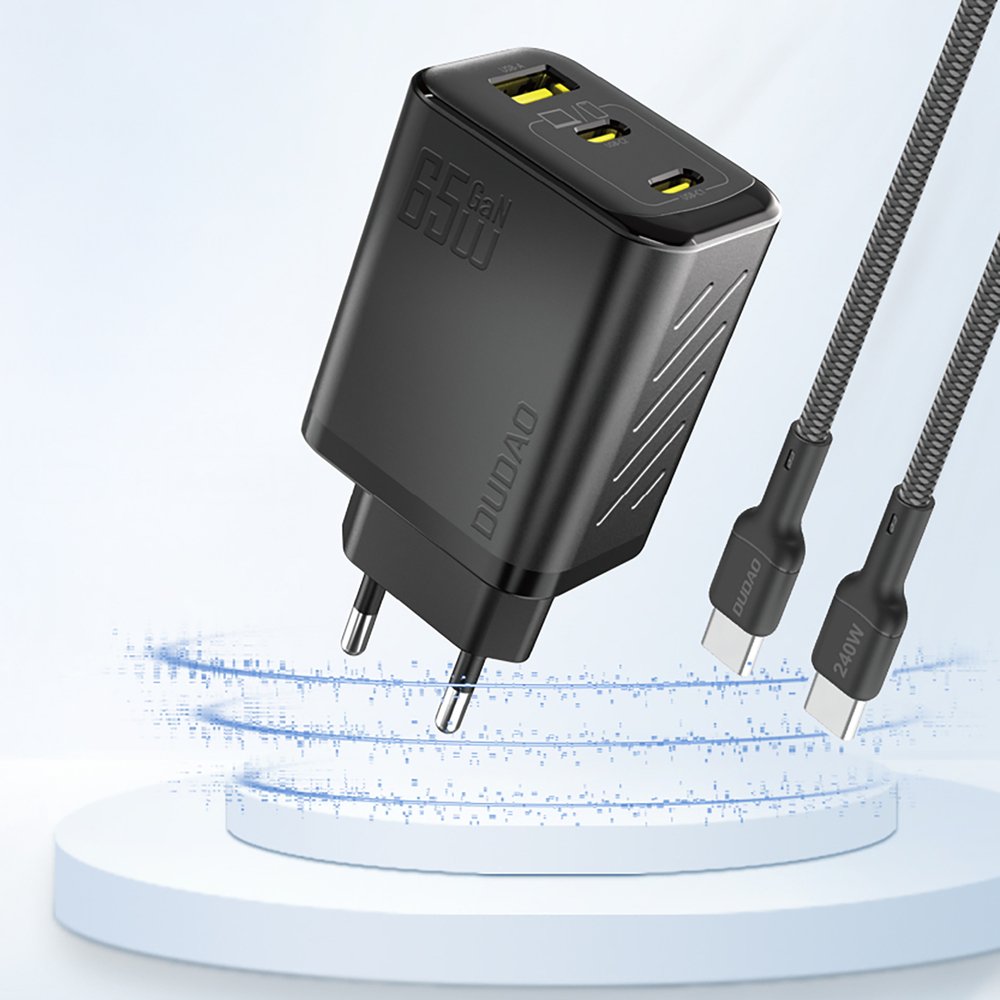 Dudao A29 65 W GaN sieninis įkroviklis 2×USB-C + USB-A – juodas - Image 2