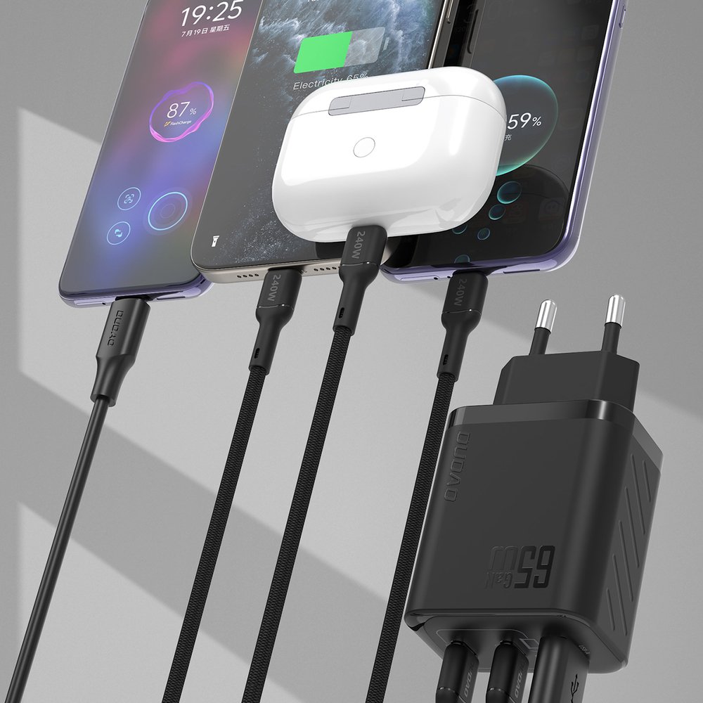 Dudao A29 65 W GaN sieninis įkroviklis 2×USB-C + USB-A – juodas - Image 4