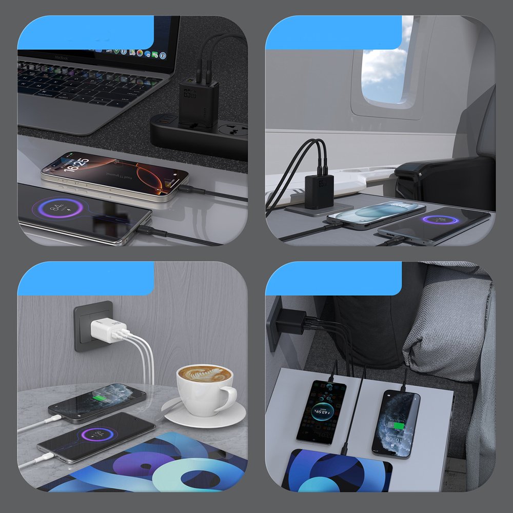 Dudao A29 65 W GaN sieninis įkroviklis 2×USB-C + USB-A – juodas - Image 6