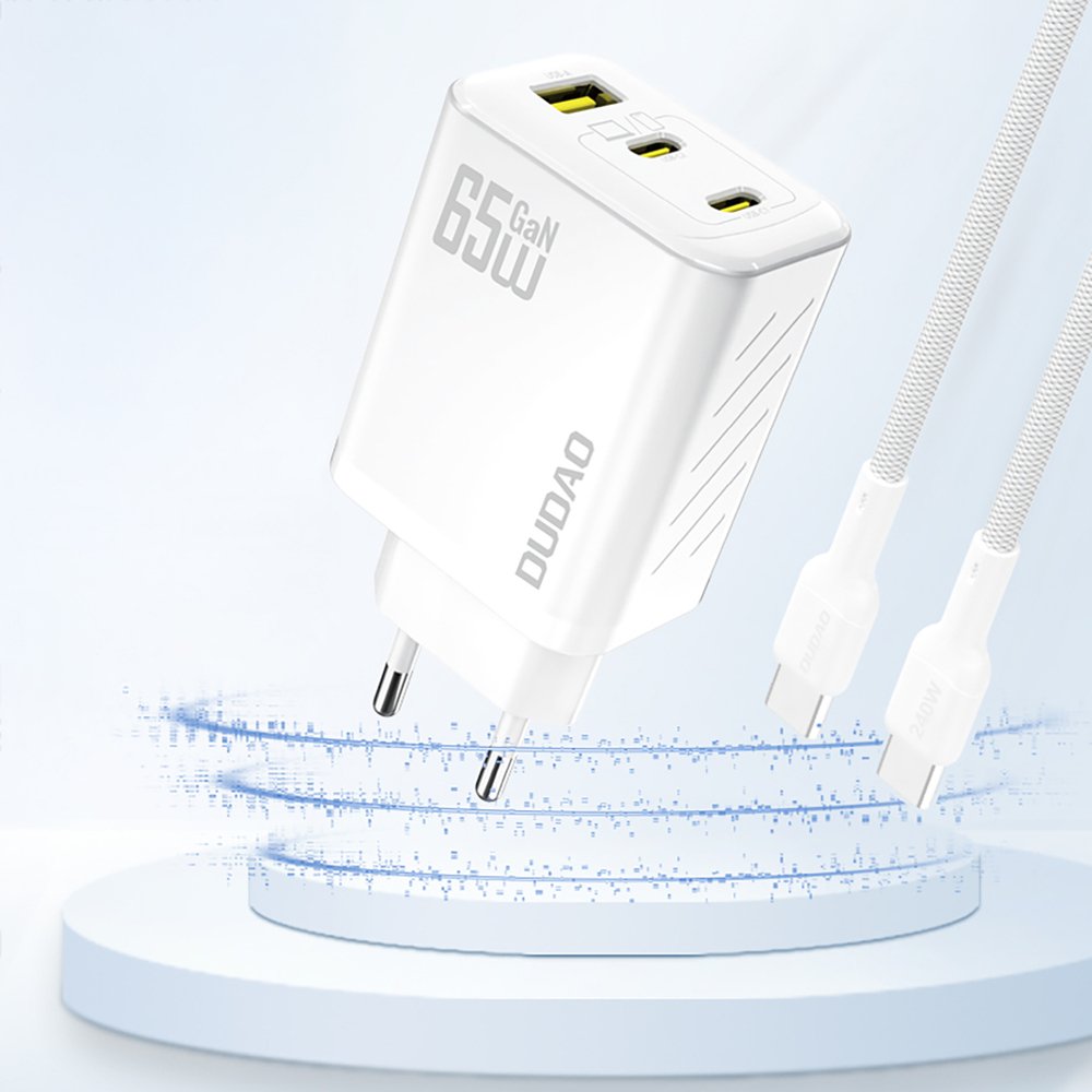 Dudao A29 65 W GaN sieninis įkroviklis 2×USB-C + USB-A – baltas - Image 2
