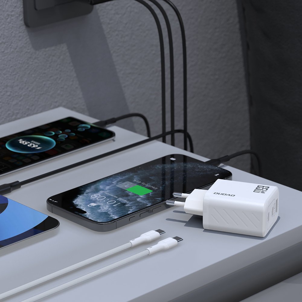 Dudao A29 65 W GaN sieninis įkroviklis 2×USB-C + USB-A – baltas - Image 4