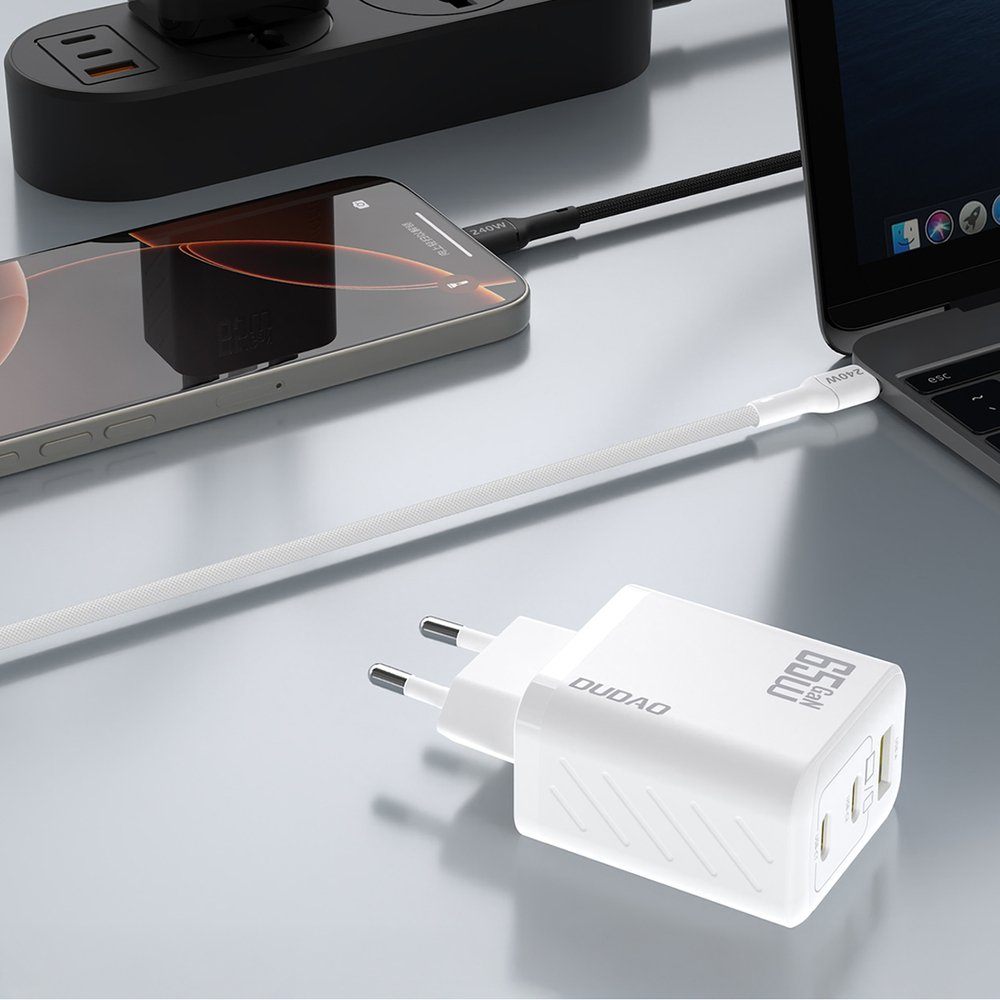 Dudao A29 65 W GaN sieninis įkroviklis 2×USB-C + USB-A – baltas - Image 5