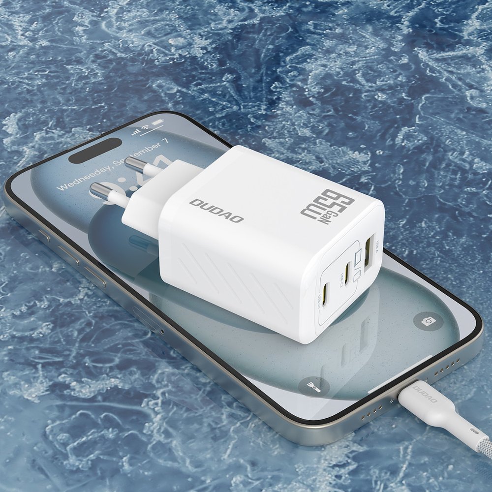 Dudao A29 65 W GaN sieninis įkroviklis 2×USB-C + USB-A – baltas - Image 6