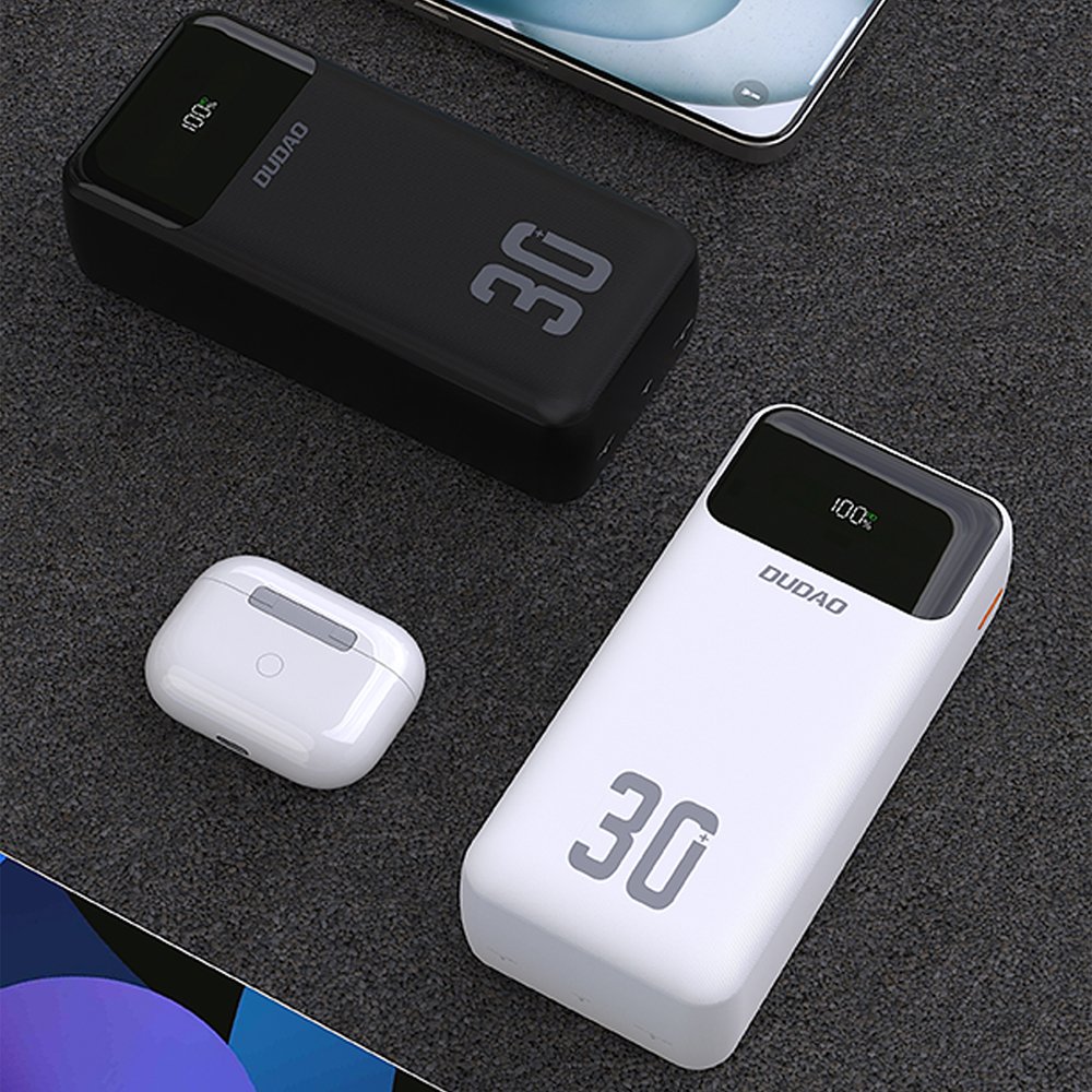 Dudao K15MAX 30000 mAh 22,5 W PD išorinė baterija su integruotais laidais – juoda - Image 6