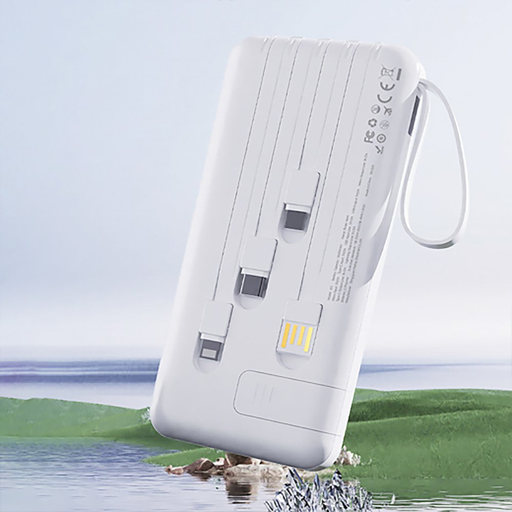 Dudao K11 Pro 20000 mAh išorinė baterija su integruotais laidais – balta - Image 3