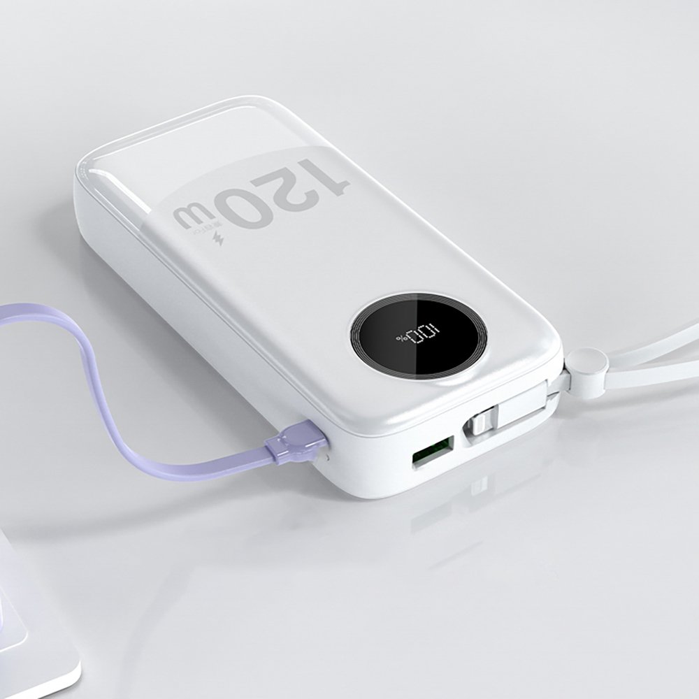Dudao K13Pro 20000 mAh išorinė baterija su integruotu laidu – balta - Image 3