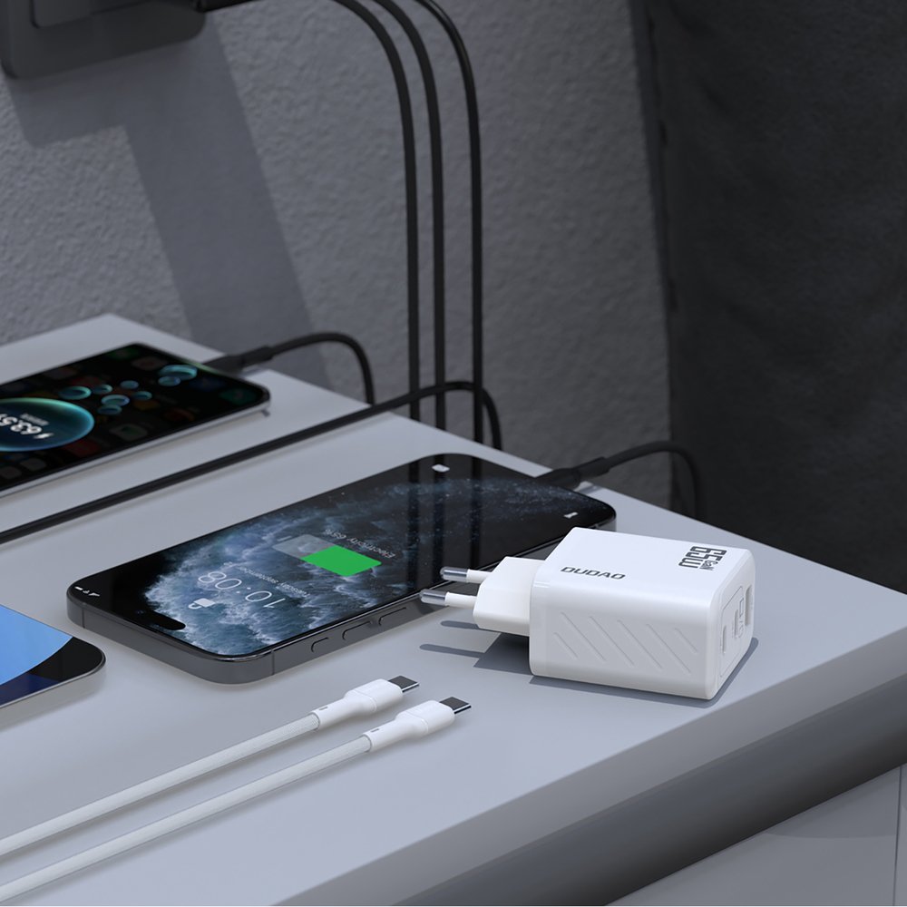 Dudao A29C 65 W GaN sieninis įkroviklis su USB-C laidu – baltas - Image 3