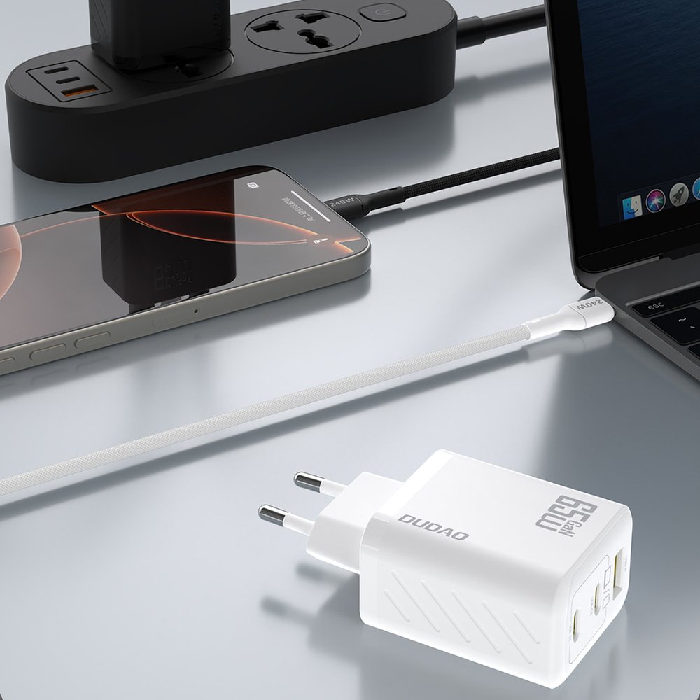 Dudao A29C 65 W GaN sieninis įkroviklis su USB-C laidu – baltas - Image 4