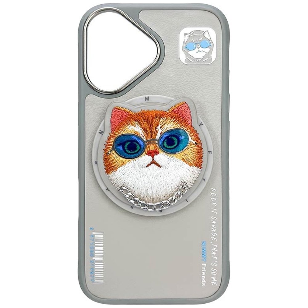 Nimmy Glasses Cool Cat MagSafe dėklas iPhone 16 – pilkas - Image 2