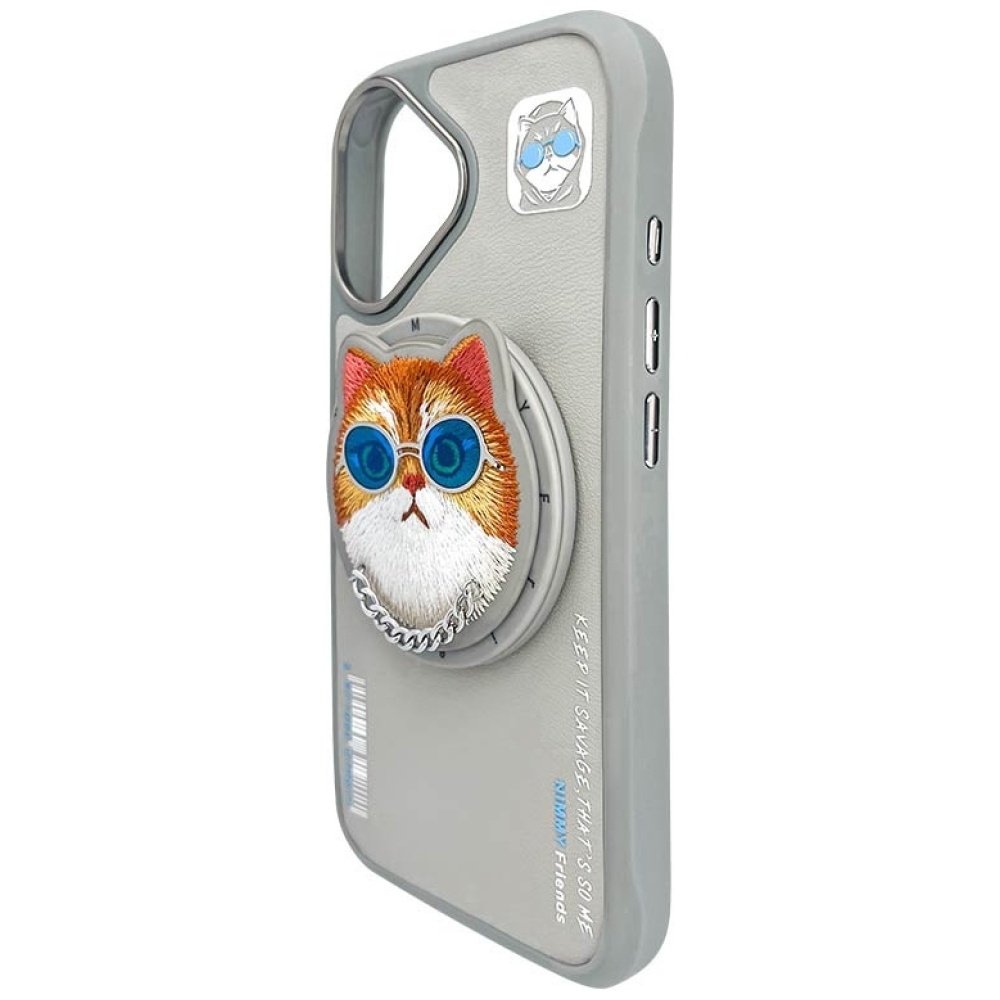 Nimmy Glasses Cool Cat MagSafe dėklas iPhone 16 – pilkas - Image 4