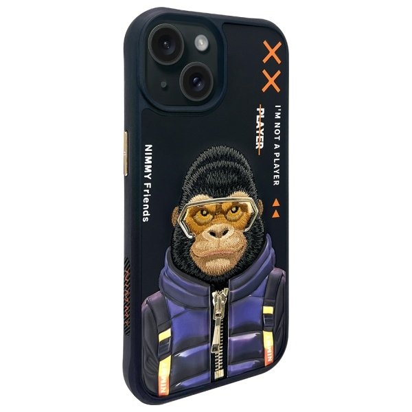 Nimmy Cool&Cute 2.0 Monkey dėklas iPhone 15 – juodas - Image 2