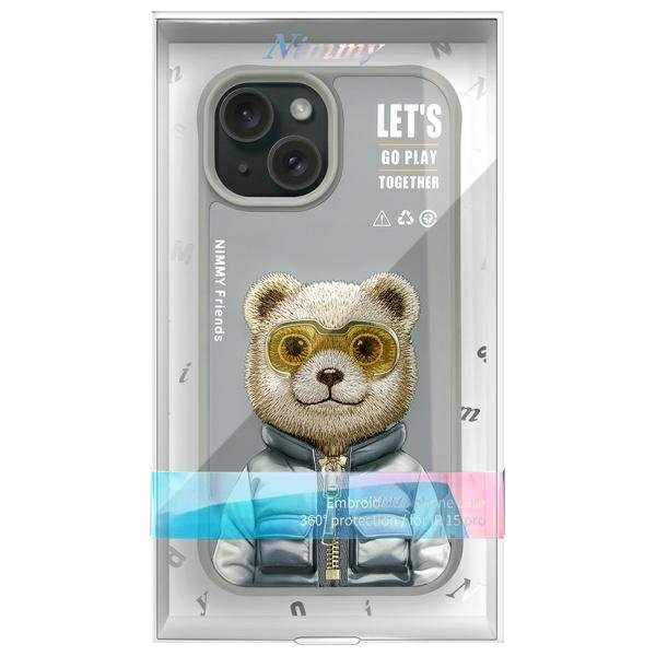 Nimmy Cool&Cute 2.0 Bear dėklas iPhone 15 – pilkas - Image 13