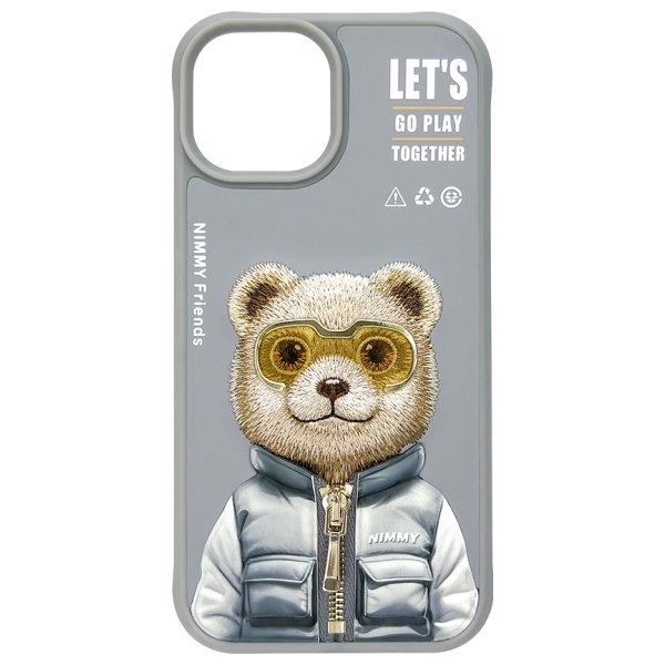 Nimmy Cool&Cute 2.0 Bear dėklas iPhone 15 – pilkas - Image 4