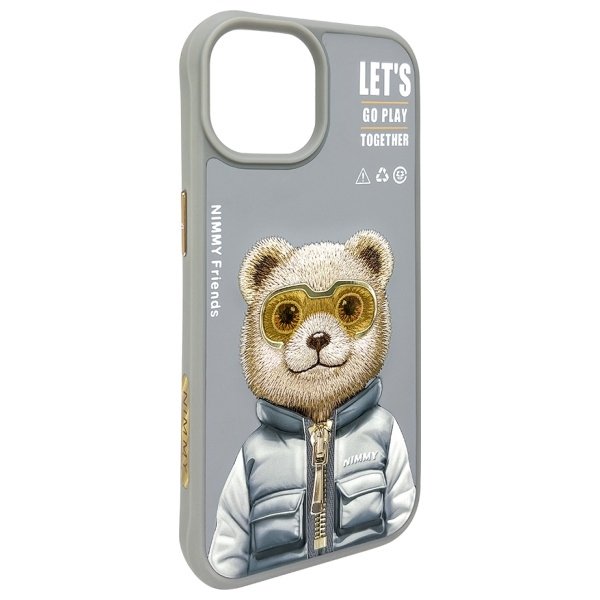 Nimmy Cool&Cute 2.0 Bear dėklas iPhone 15 – pilkas - Image 6