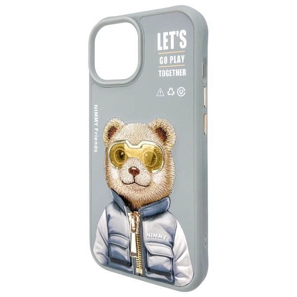 Nimmy Cool&Cute 2.0 Bear dėklas iPhone 15 – pilkas - Image 7