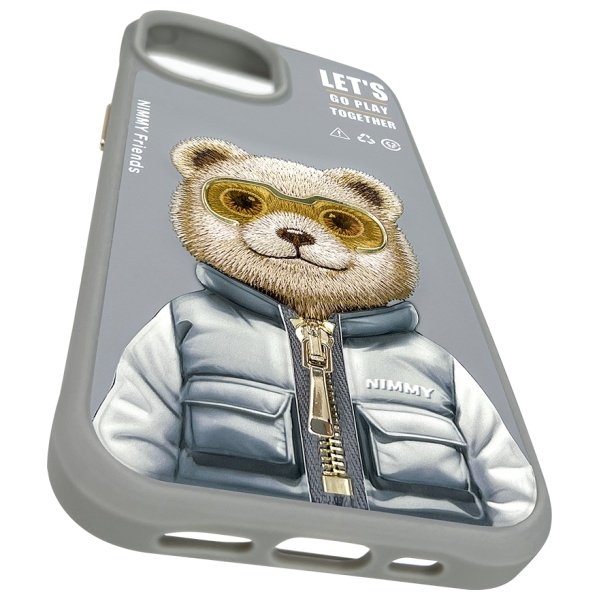 Nimmy Cool&Cute 2.0 Bear dėklas iPhone 15 – pilkas - Image 9