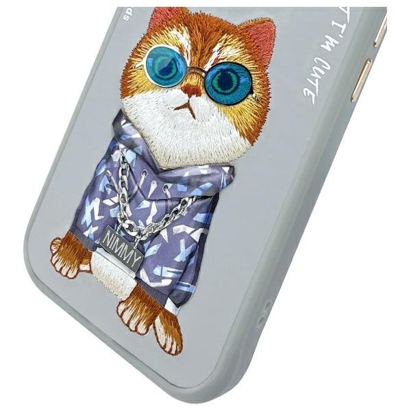 Nimmy Glasses Cool Cat dėklas iPhone 15 – pilkas - Image 10