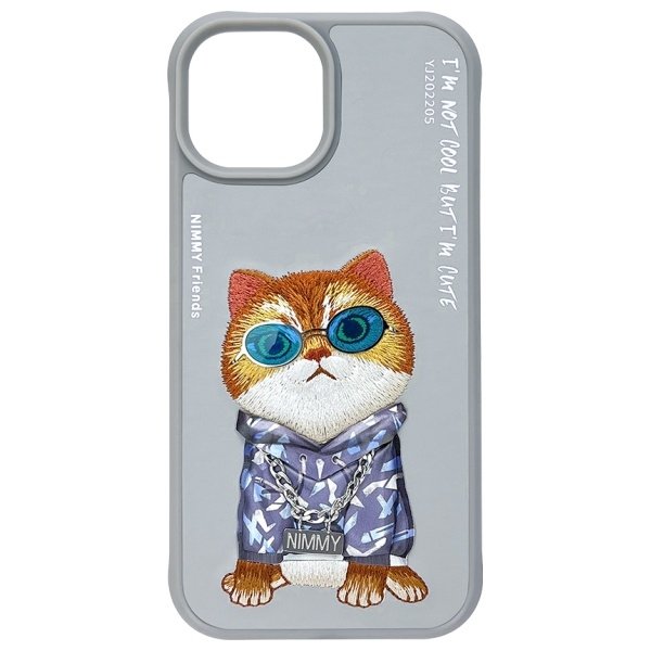 Nimmy Glasses Cool Cat dėklas iPhone 15 – pilkas - Image 4