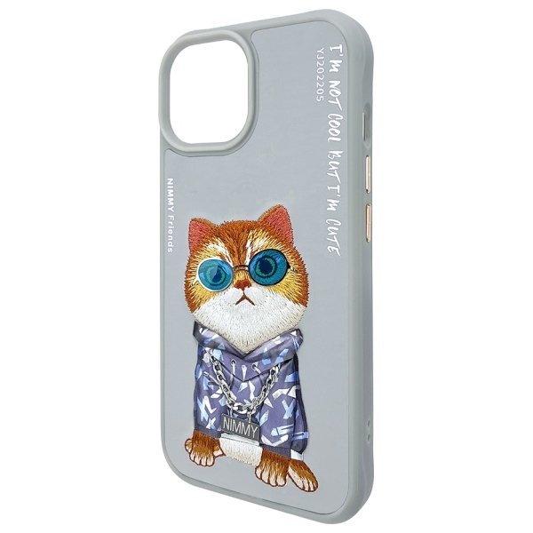 Nimmy Glasses Cool Cat dėklas iPhone 15 – pilkas - Image 6