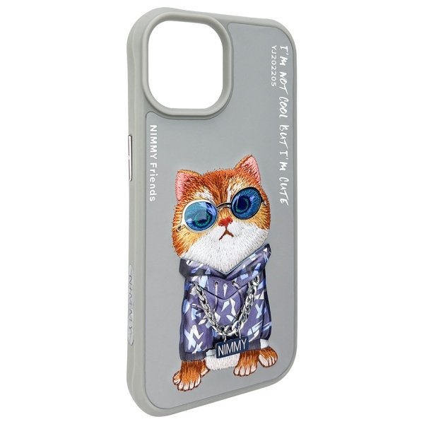 Nimmy Glasses Cool Cat dėklas iPhone 15 – pilkas - Image 7