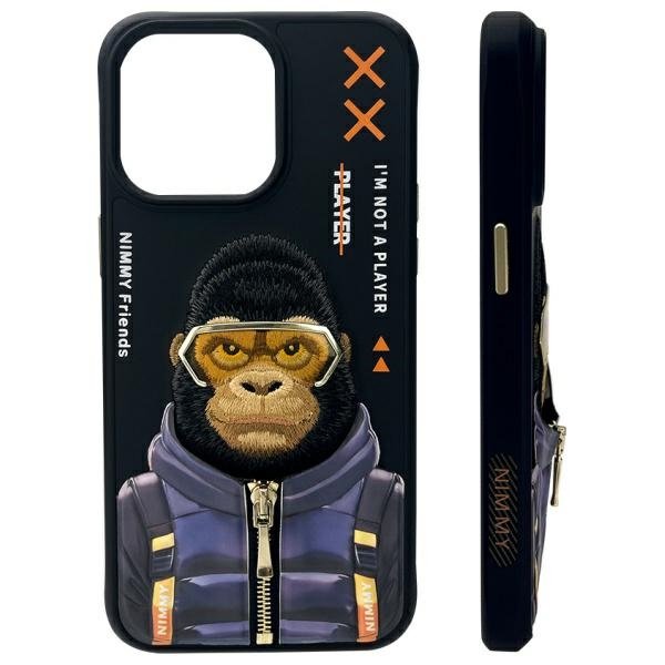 Nimmy Cool&Cute 2.0 Monkey dėklas iPhone 15 Pro – juodas - Image 2