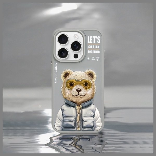Nimmy Cool&Cute 2.0 Bear dėklas iPhone 15 Pro – pilkas - Image 11