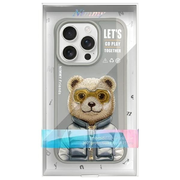 Nimmy Cool&Cute 2.0 Bear dėklas iPhone 15 Pro – pilkas - Image 12