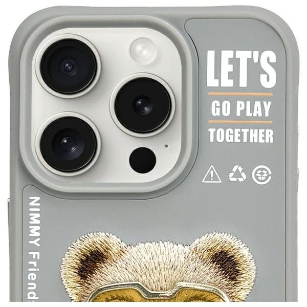 Nimmy Cool&Cute 2.0 Bear dėklas iPhone 15 Pro – pilkas - Image 3