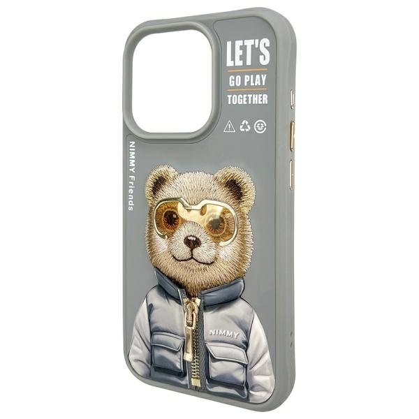 Nimmy Cool&Cute 2.0 Bear dėklas iPhone 15 Pro – pilkas - Image 4