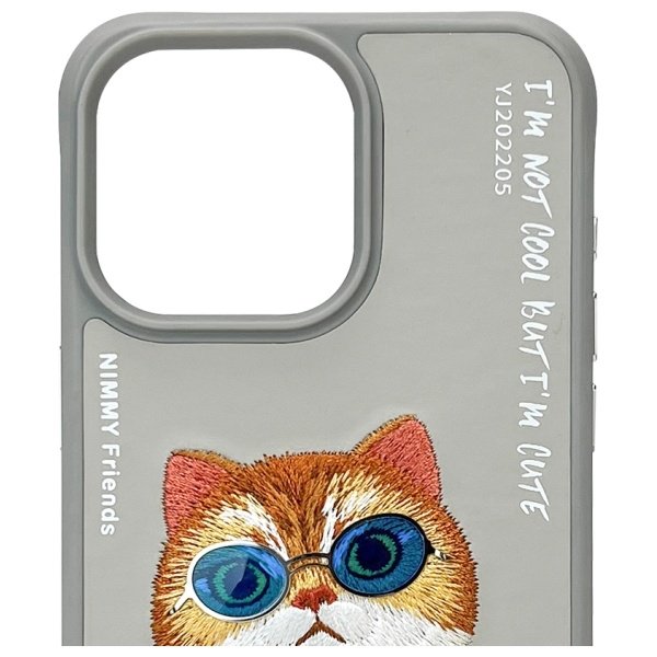 Nimmy Glasses Cool Cat dėklas iPhone 15 Pro – pilkas - Image 3
