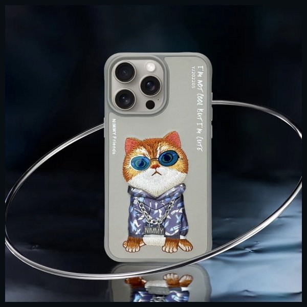 Nimmy Glasses Cool Cat dėklas iPhone 15 Pro – pilkas - Image 8