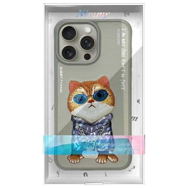 Nimmy Glasses Cool Cat dėklas iPhone 15 Pro – pilkas - Image 9