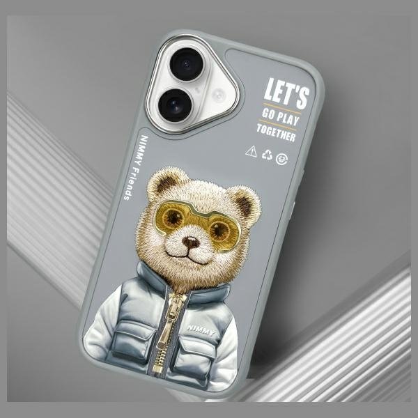 Nimmy Cool&Cute 2.0 Bear dėklas iPhone 16 – pilkas - Image 11