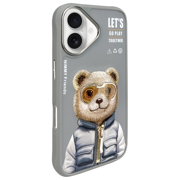 Nimmy Cool&Cute 2.0 Bear dėklas iPhone 16 – pilkas - Image 2