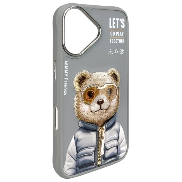 Nimmy Cool&Cute 2.0 Bear dėklas iPhone 16 – pilkas - Image 4