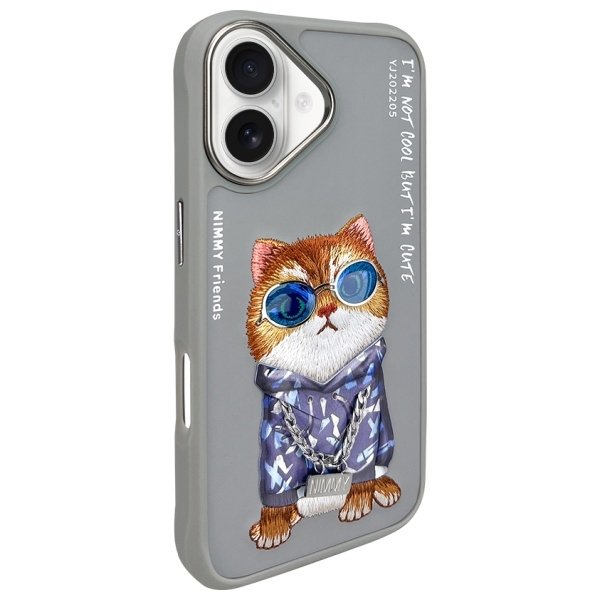 Nimmy Glasses Cool Cat dėklas iPhone 16 – pilkas - Image 2