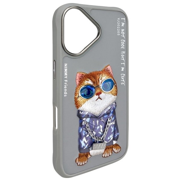 Nimmy Glasses Cool Cat dėklas iPhone 16 – pilkas - Image 4