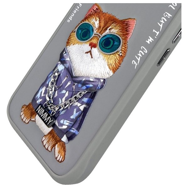 Nimmy Glasses Cool Cat dėklas iPhone 16 – pilkas - Image 7
