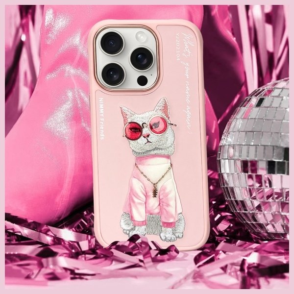Nimmy Glasses Cool Cat dėklas iPhone 16 Pro Max – rožinis - Image 8