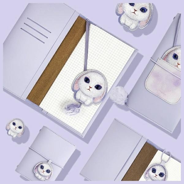 Nimmy Big Eyed Pet 2.0 Rabbit užrašų knygelės ir rašiklio rinkinys 2 viename – violetinis - Image 5