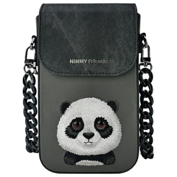 Nimmy Big Eyed Pet 2.0 Panda 3 viename rinkinys: telefono dėklas-rankinė, piniginė ir dėklas sekikliui – juodas - Image 2