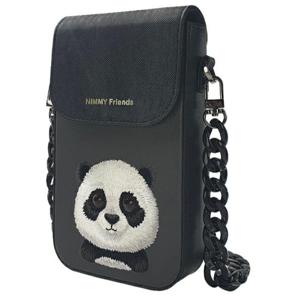Nimmy Big Eyed Pet 2.0 Panda 3 viename rinkinys: telefono dėklas-rankinė, piniginė ir dėklas sekikliui – juodas - Image 5
