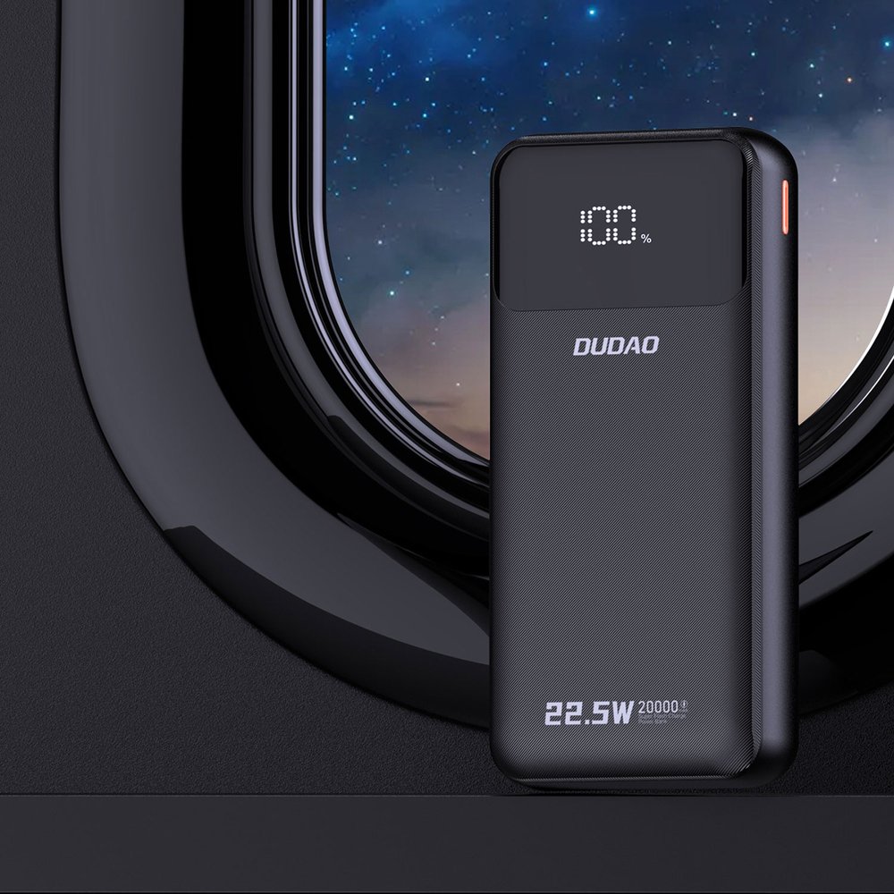 Dudao K15Pro 20000 mAh 22,5 W PD išorinė baterija su integruotais Lightning ir USB-C laidais – juoda - Image 6