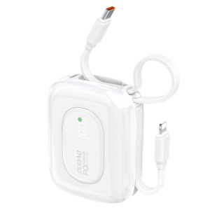 Dudao K32 22.5W 10000 mAh Powerbank with Built-in USB-C/ Lightning Cable - White