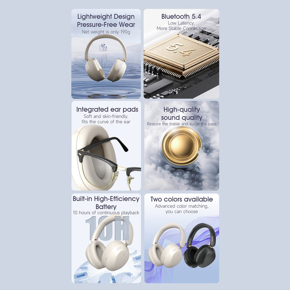 Dudao X22 Max belaidės ant ausų dedamos Bluetooth ausinės su ANC – smėlio spalvos - Image 7